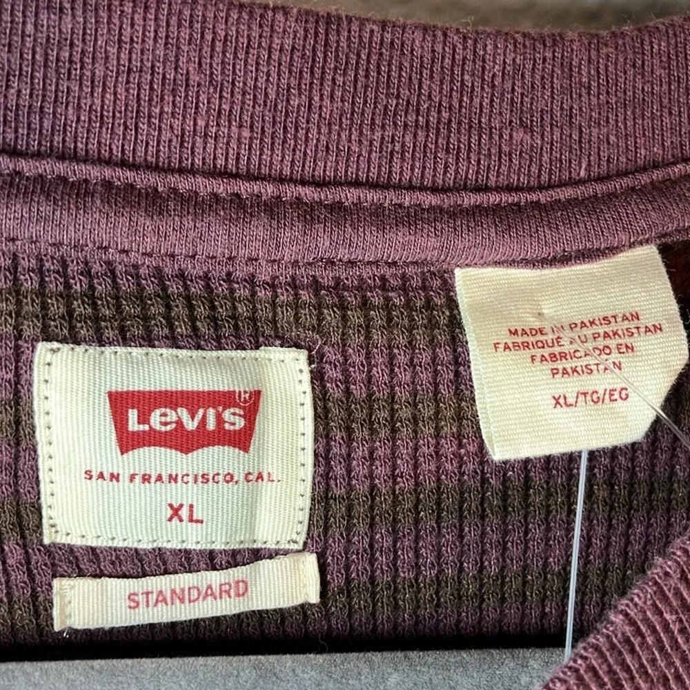 NWT Levi's Thermal Top Long Sleeve Crewneck Pullover Stripes‎ Mens XL